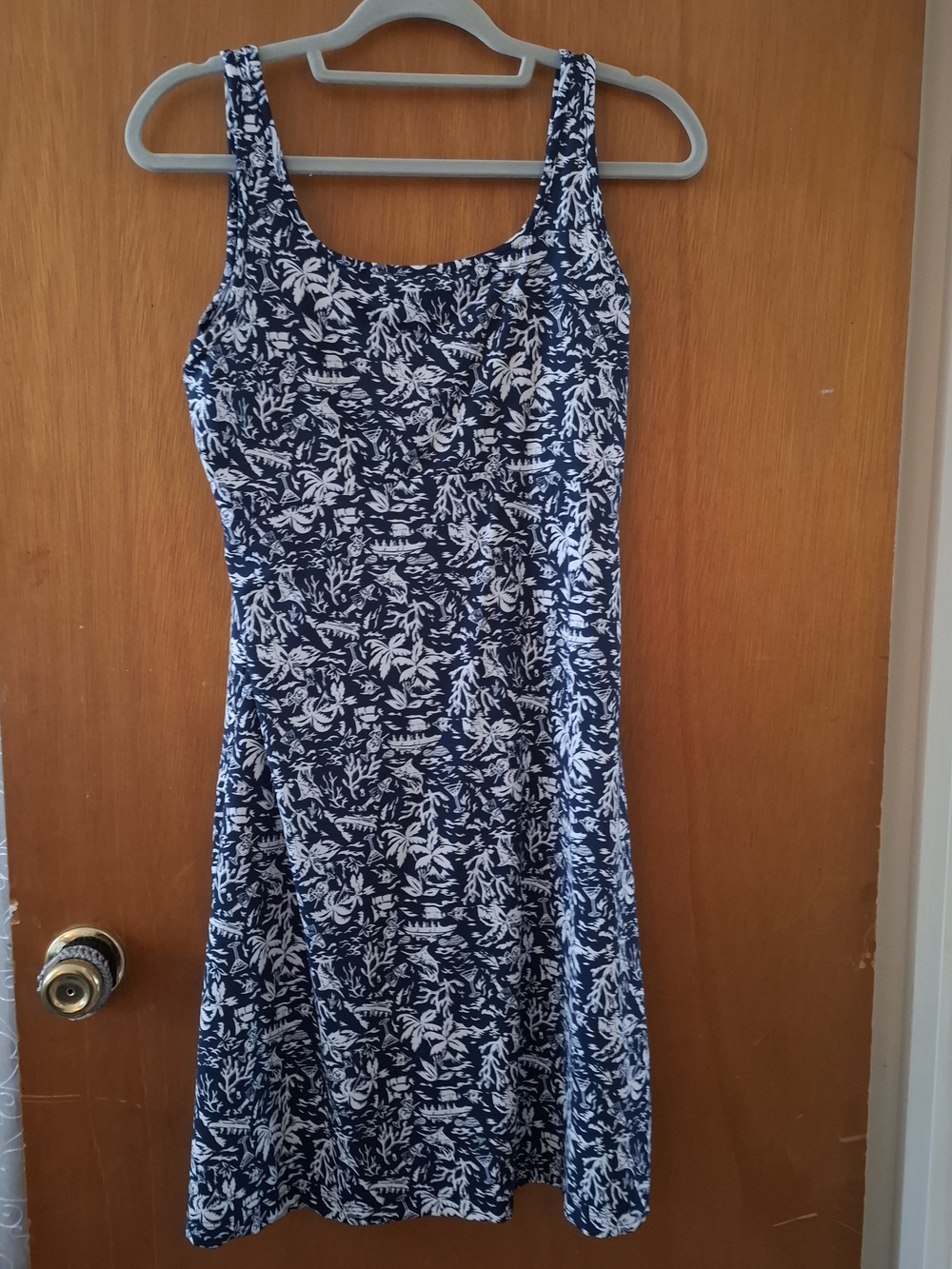 Columbia Navy and White Floral Tank Mini Dress